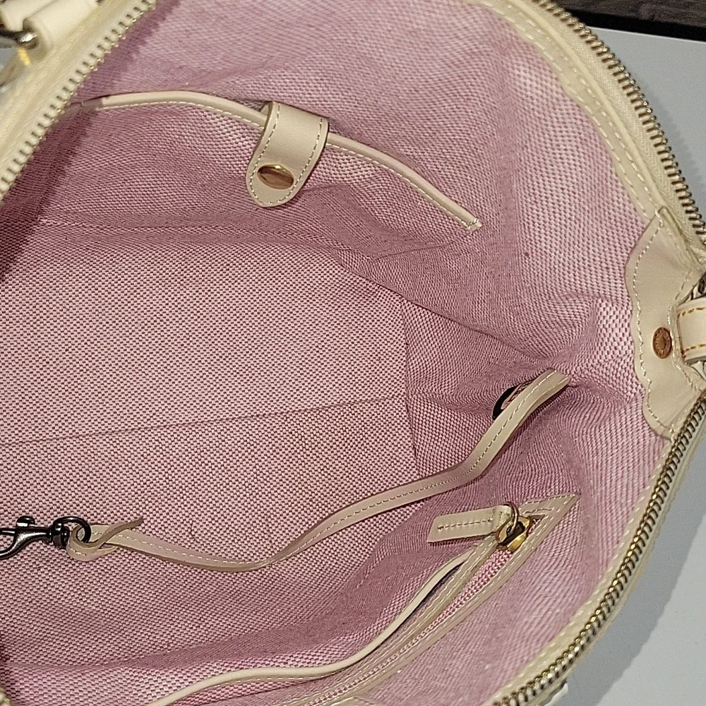 Dooney & Bourke Neutral Cream Croc-Embossed Leather Satchel Bag